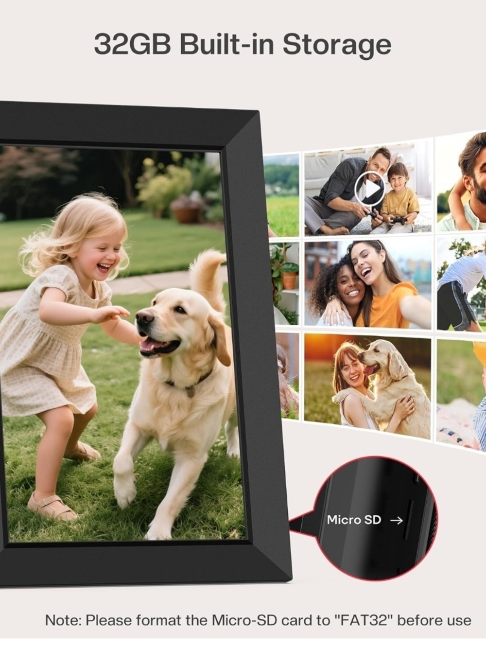 Frameo 10.1" WiFi Digital Picture Frame HD Touch Screen 32GB IPS Photo Video - Picture 3 of 8